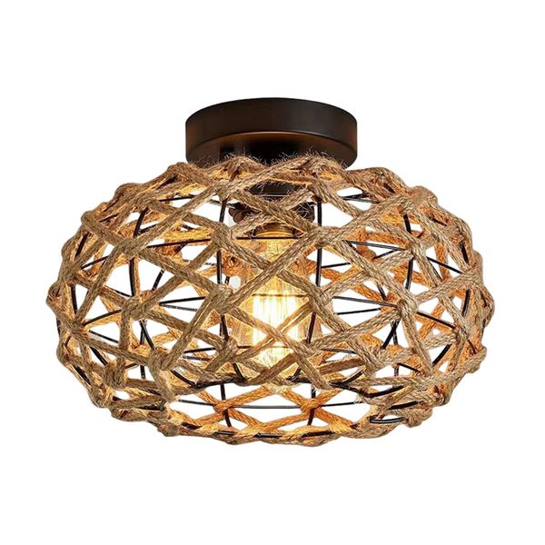 TWSOUL Deckenleuchte Vintage Rattan Lampe Boho günstig online kaufen