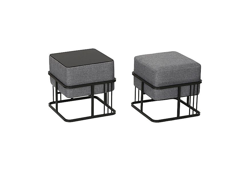 en.casa Sitzhocker (2er Set), »Tas« mit Tischfunktion gepolstert quadratisc günstig online kaufen
