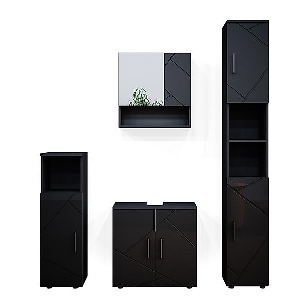 Vicco Badmöbel-Set Irma, Anthrazit Hochglanz, 4 Teile, mit Hochschrank, (4- günstig online kaufen