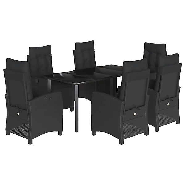 vidaXL 7-Tlg Garten-Essgruppe mit Kissen Schwarz Poly Rattan 3212971 günstig online kaufen