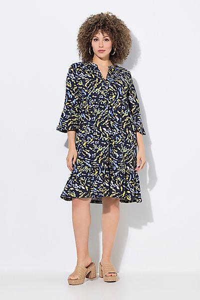 Ulla Popken Jerseykleid Jerseykleid A-Linie Tunika-Ausschnitt günstig online kaufen