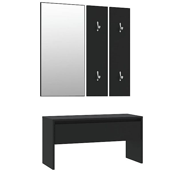 furnicato Garderoben-Set Schwarz Holzwerkstoff günstig online kaufen
