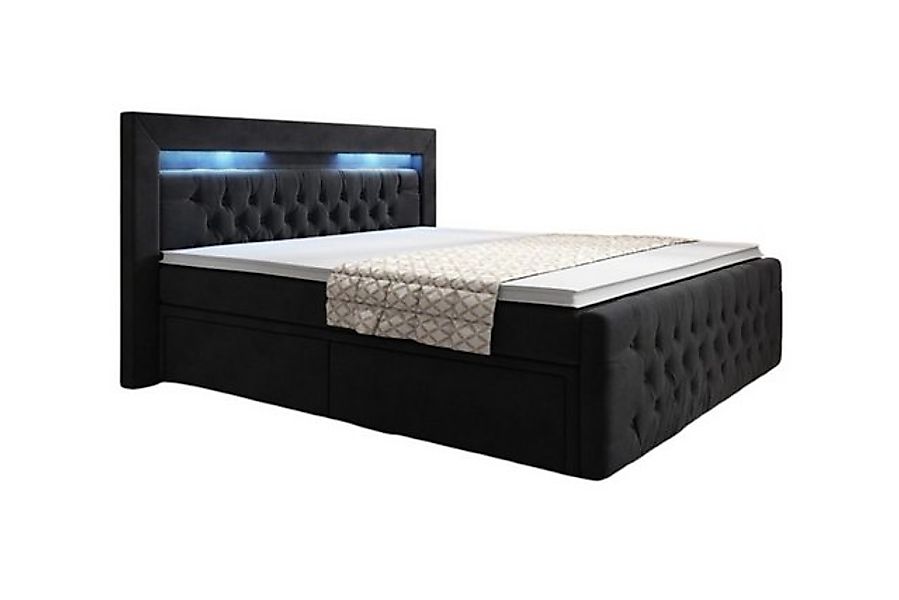 Luxusbetten24 Boxspringbett Menzogna, mit LED-Beleuchtung und Stauraum günstig online kaufen