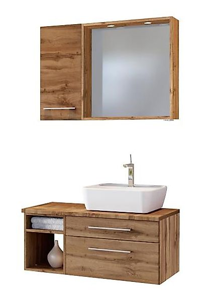 Waschtisch-Set 90 -B- Becken rechts Davos von Held Möbel Wotan Eiche günstig online kaufen