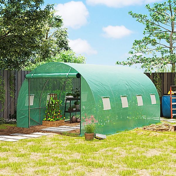 Outsunny Gewächshaus ca. 4 x 3 x 2 m Foliengewächshaus mit 8 Fenster, Rollt günstig online kaufen