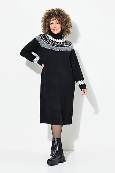 Ulla Popken Strickkleid Strickkleid Norwegermuster Rollkragen günstig online kaufen