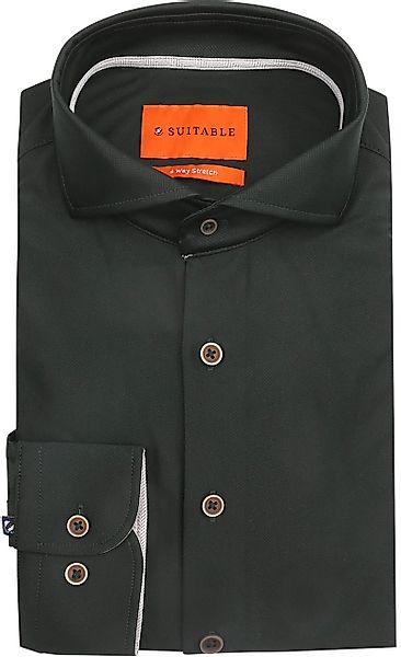Suitable Herringbone Hemd Dunkelgrün - Größe 43 günstig online kaufen
