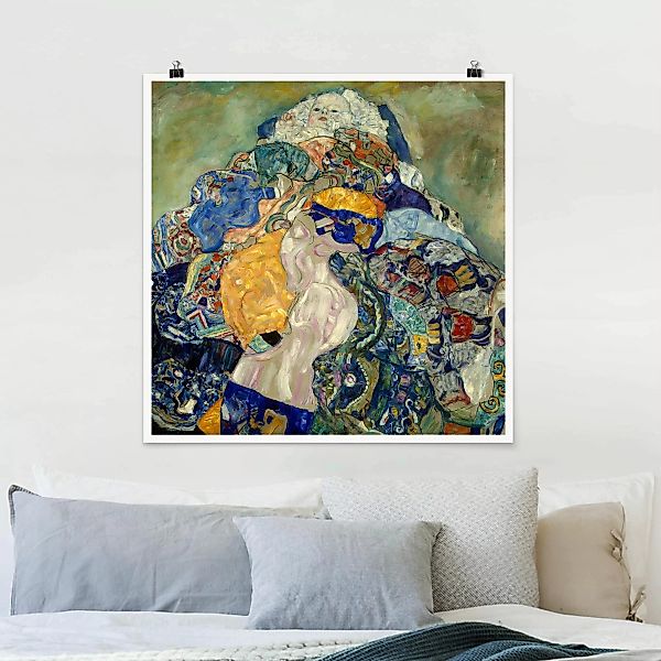 Poster Kunstdruck - Quadrat Gustav Klimt - Baby (Wiege) günstig online kaufen