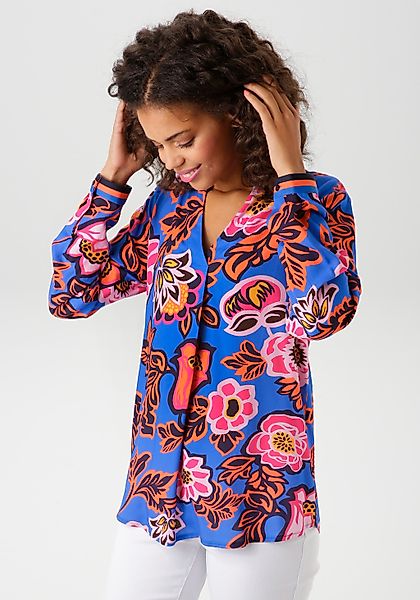 Aniston CASUAL Schlupfbluse, mit farbenfrohen, grafischen Blumendruck günstig online kaufen