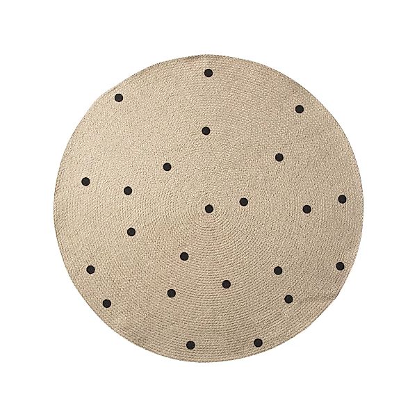 ferm LIVING - Jute Black Dots Teppich S - natur/schwarz/rund/Ø 100cm günstig online kaufen