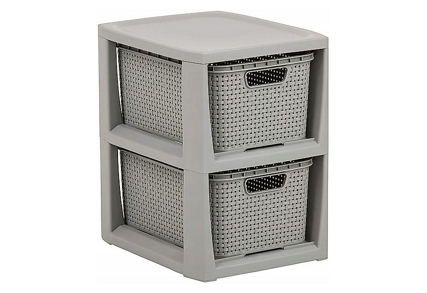 BranQ Badregal 1727, Rattan Bücherregal mit 2 ausziehbaren Körben grau günstig online kaufen