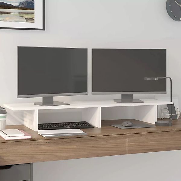 Vidaxl Monitorständer Weiß 100x27x15 Cm Massivholz Kiefer günstig online kaufen