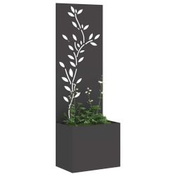 vidaXL Wandbild Garten Sichtschutz-Leinwand Floral Schwarz günstig online kaufen