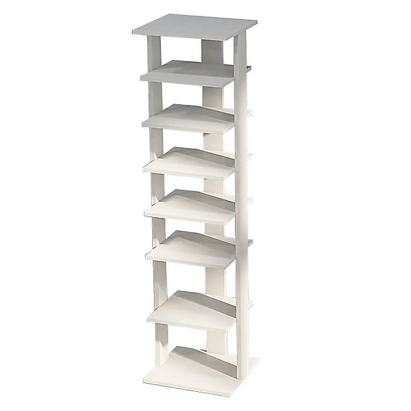 Costway 8 Stufiges Schuhregal Höhenverstellbar Holz Braun Weiß Einzel günstig online kaufen
