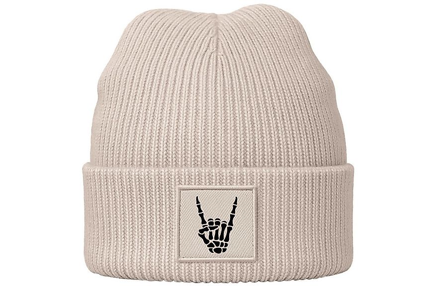 MoonWorks Strickmütze Herren Beanie Patch Aufdruck Skeletthand Metalgruss S günstig online kaufen