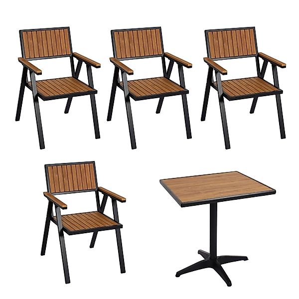 Proregal 4er-Set Gartenstuhl+Gartentisch HxBxT 87x57x53 cm Gastro Outdoor-B günstig online kaufen