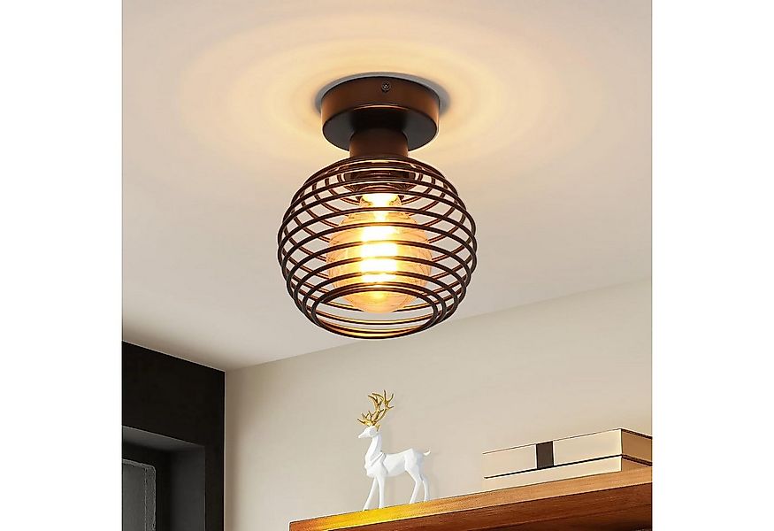 ZMH Deckenleuchte Whonzimmer Retro Schwarze E27 Lampenfassung 1-flammig Ohn günstig online kaufen