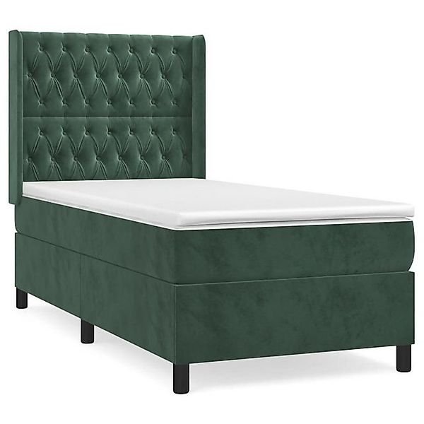 furnicato Bett Boxspringbett mit Matratze Dunkelgrün 100x200 cm Samt (1-tlg günstig online kaufen