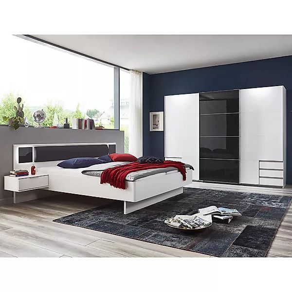Schlafzimmer Set 2-teilig VIESTE-43 mit Bett 160x200 in weiß mit graphit günstig online kaufen