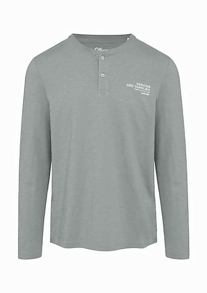 s.Oliver Langarmshirt Henley-Shirt mit Flammgarnstruktur und Stickerei Stic günstig online kaufen