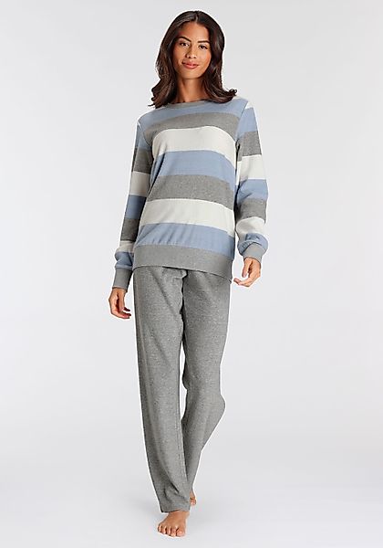 Vivance Dreams Pyjama, (2 tlg.), aus weichem Frottée und mit Colorblock Str günstig online kaufen