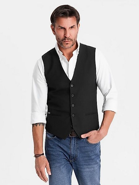 OMBRE Anzugweste Elegante Herren-Weste mit Fischgrätmuster SLIM FIT günstig online kaufen