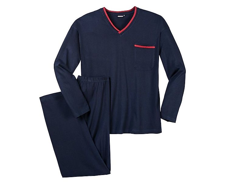 ADAMO Pyjama Adamo Schlafanzug navy V-Ausschnitt Übergröße (2 tlg) günstig online kaufen