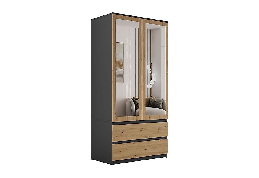 Lookway Kleiderschrank HANA SS-90 mit 2 Türen und großem Spiegel günstig online kaufen
