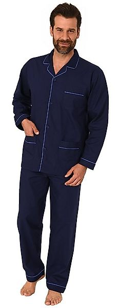 Normann Pyjama Klassischer Herren Pyjama gewebt mit durchknöpfbarem Obertei günstig online kaufen