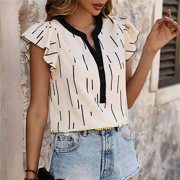 AFAZ New Trading UG Schößchenshirt Kontrast-Patchwork-Hemd-Damenoberteile f günstig online kaufen