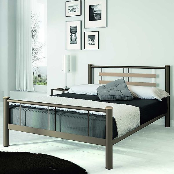 Jugendbett aus Metall Braun Beige günstig online kaufen