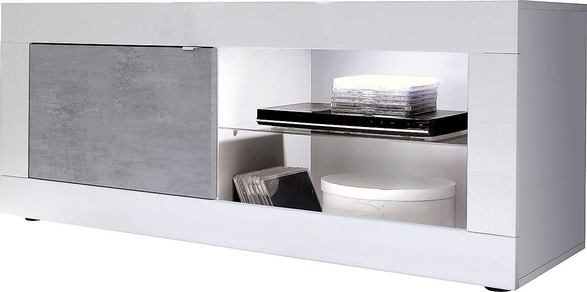 INOSIGN Lowboard Basic Breite 140 cm, TV-Board 1 Tür, 2 offene Fächer (Glas günstig online kaufen