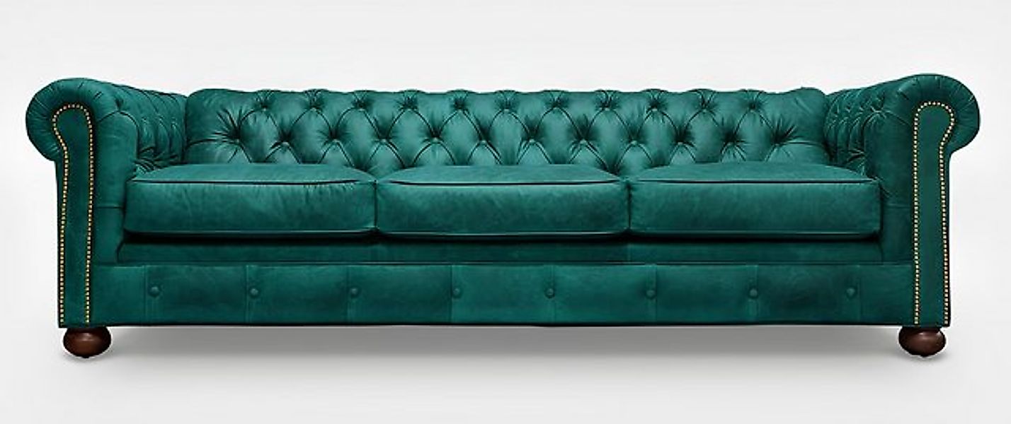 Xlmoebel Sofa Dreisitzer Sofa in Grün als Ledercouch Chesterfield Stil Garn günstig online kaufen