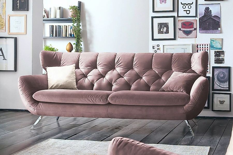 KAWOLA Sofa CHARME Velvet roségrau günstig online kaufen