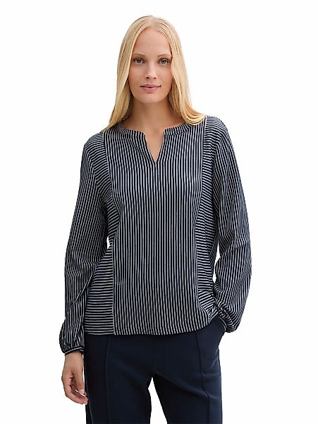 TOM TAILOR Blusenshirt Langärmlige mit V-Ausschnitt und feinen Streifen Blu günstig online kaufen