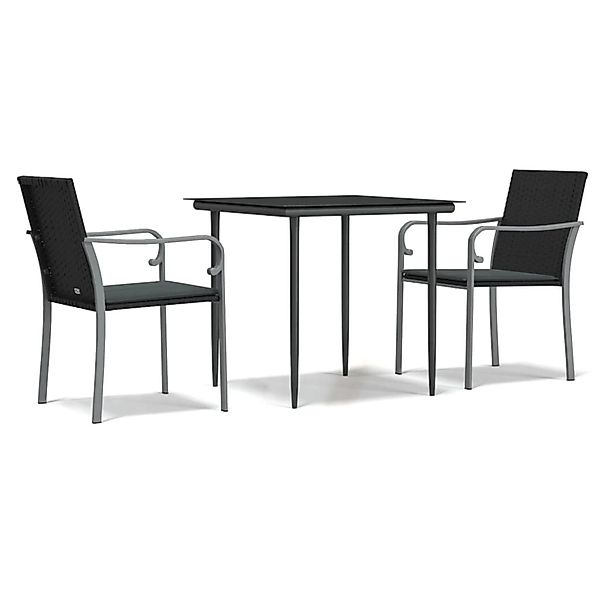 vidaXL 3-Tlg Garten-Essgruppe mit Kissen Poly Rattan und Stahl 3186939 günstig online kaufen