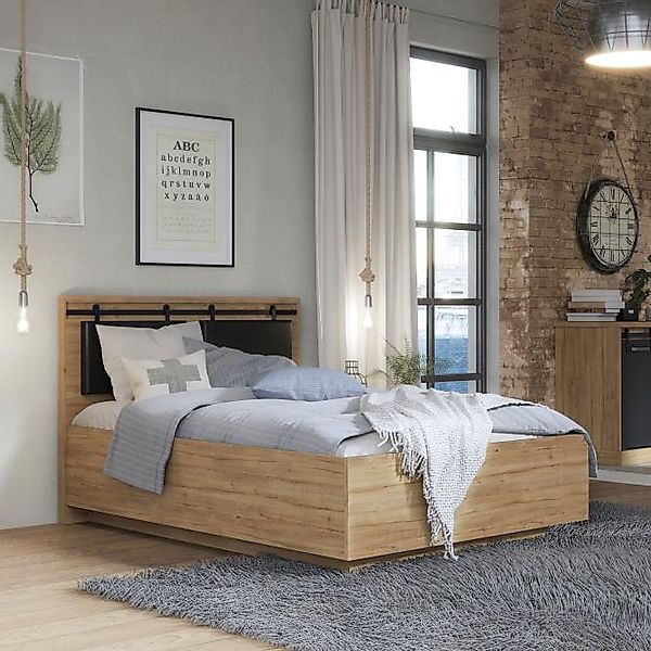 Bett inkl. Lattenrost 140x190cm KASZIMIRO von Forte braun günstig online kaufen