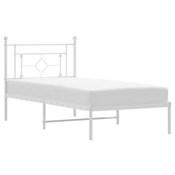 vidaXL Bettgestell, Bettrahmen mit Kopfteil Metall Weiß 90x190 cm günstig online kaufen