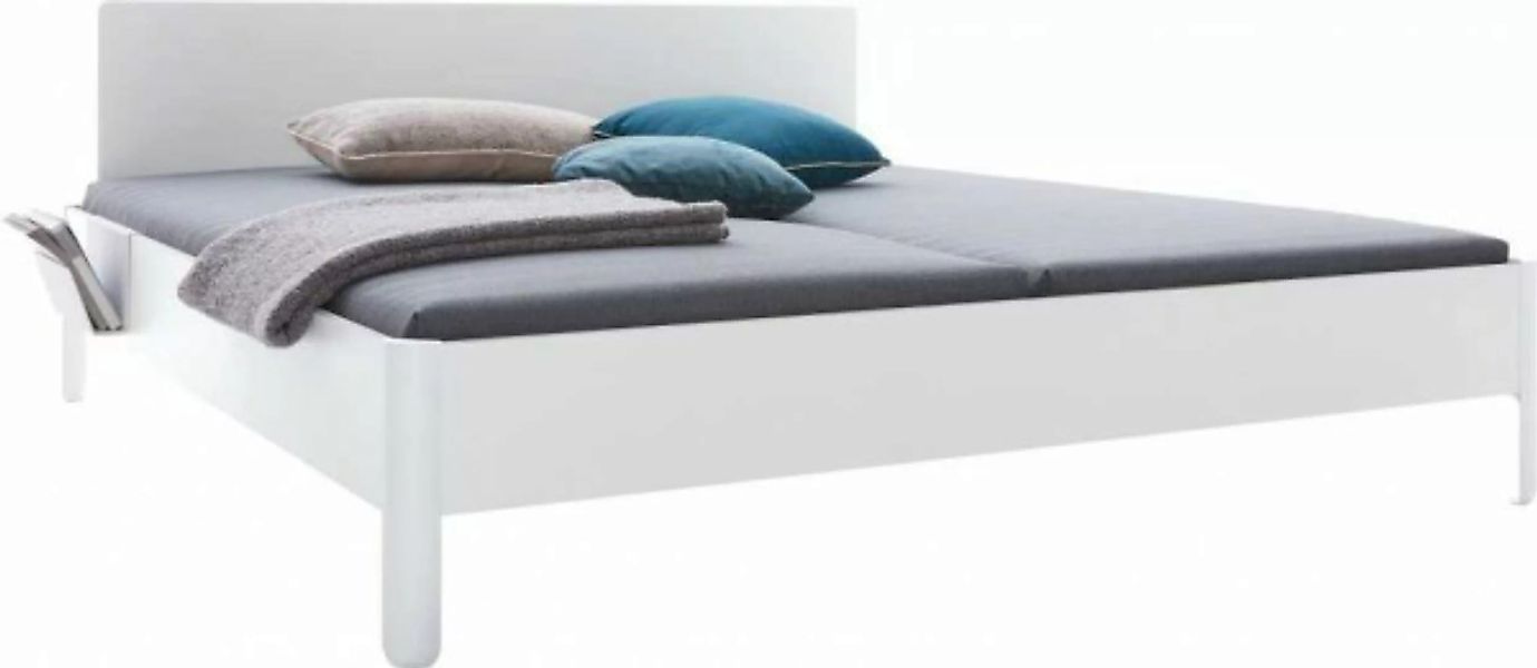 NAIT Doppelbett farbig lackiert Winterweiß 200 x 220cm Mit Kopfteil günstig online kaufen
