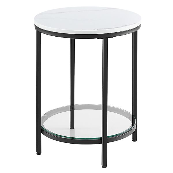 VASAGLE Beistelltisch, 2 Ebenen, Hartglas, Marmoroptik, günstig online kaufen