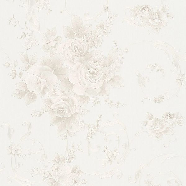 PROFHOME 306472-GU Blumen Tapete Floral Matt Grau Bronze Weiß 0,53 m x 10,0 günstig online kaufen