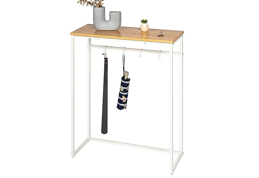 eluno Konsolentisch mit 1 Holzablage, 4 Haken, höhenverstellbare Füße günstig online kaufen