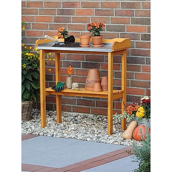 Pflanztisch mit verzinkter Arbeitsfläche 84 cm x 38 cm x 90 cm günstig online kaufen