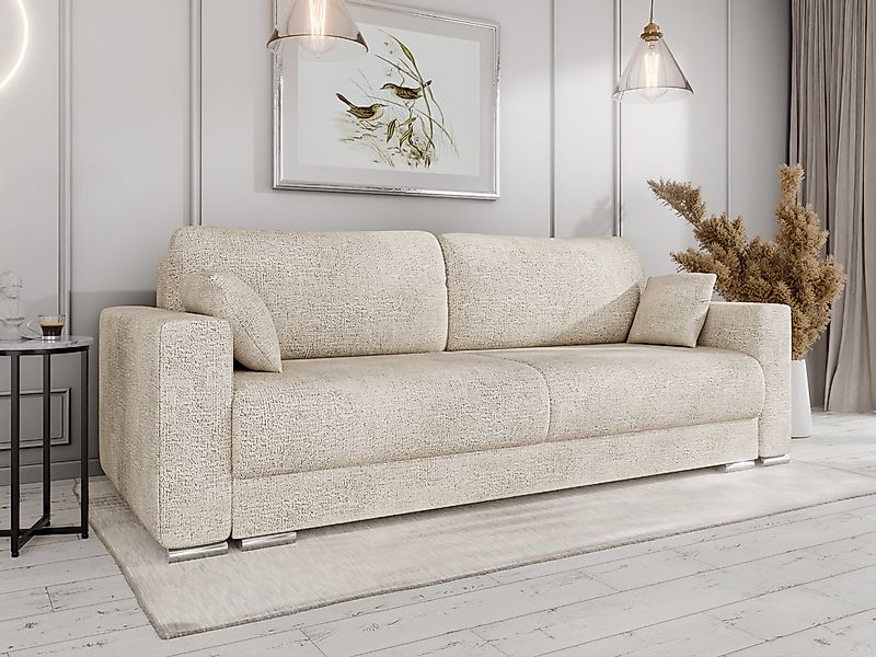 Homesy Schlafsofa CALMA Schlafsofa mit Bettkasten 3-Sitzer modernen Stil günstig online kaufen