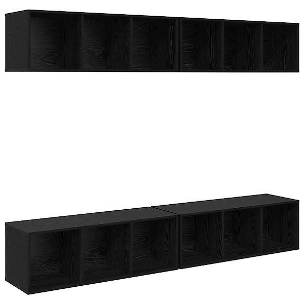 vidaXL Wand-TV-Schrank 4 Stk Schwarz Eichen-Optik 37 x 37 x 107,5 cm 339353 günstig online kaufen