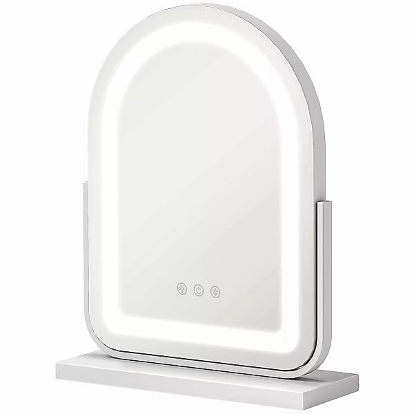HOMCOM Kosmetikspiegel, 33 x 44,5 cm Schminkspiegel mit LED Licht, 3 Lichtf günstig online kaufen
