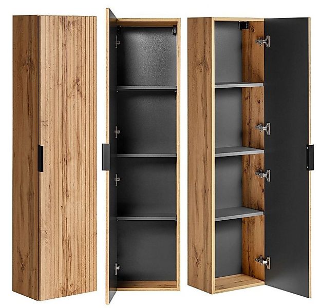 Lomadox Hochschrank ADELAIDE-56 Badezimmer 1-türig in Wotan Eiche gerillt, günstig online kaufen