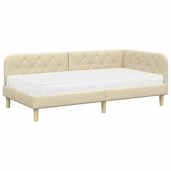 vidaXL Eckbettgestell mit Matratze Creme 100 x 200 cm Stoff 3394131 günstig online kaufen