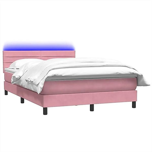 vidaXL Boxspringbett mit Matratze & LED Rosa 140x220 cm Samt 3317030 günstig online kaufen
