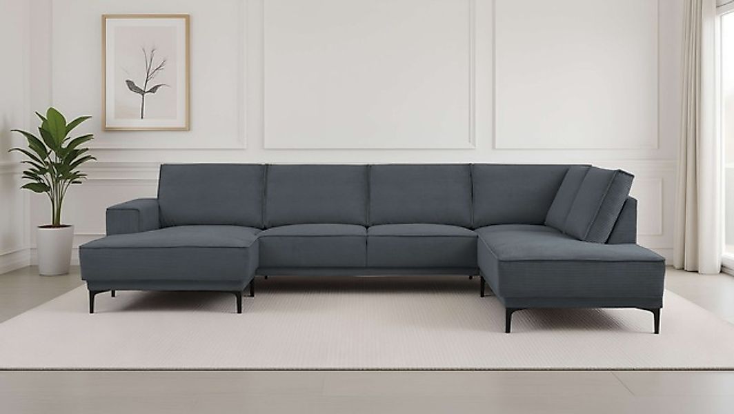 PLACES OF STYLE Wohnlandschaft »XXL Sofa Oland, Struktur, Flachgewebe, Luxu günstig online kaufen